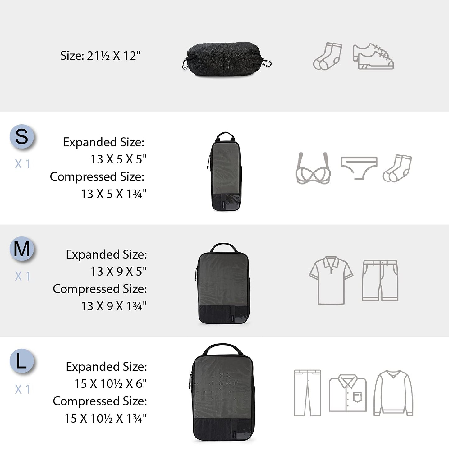 BAGSMART Compression Packing Cubes