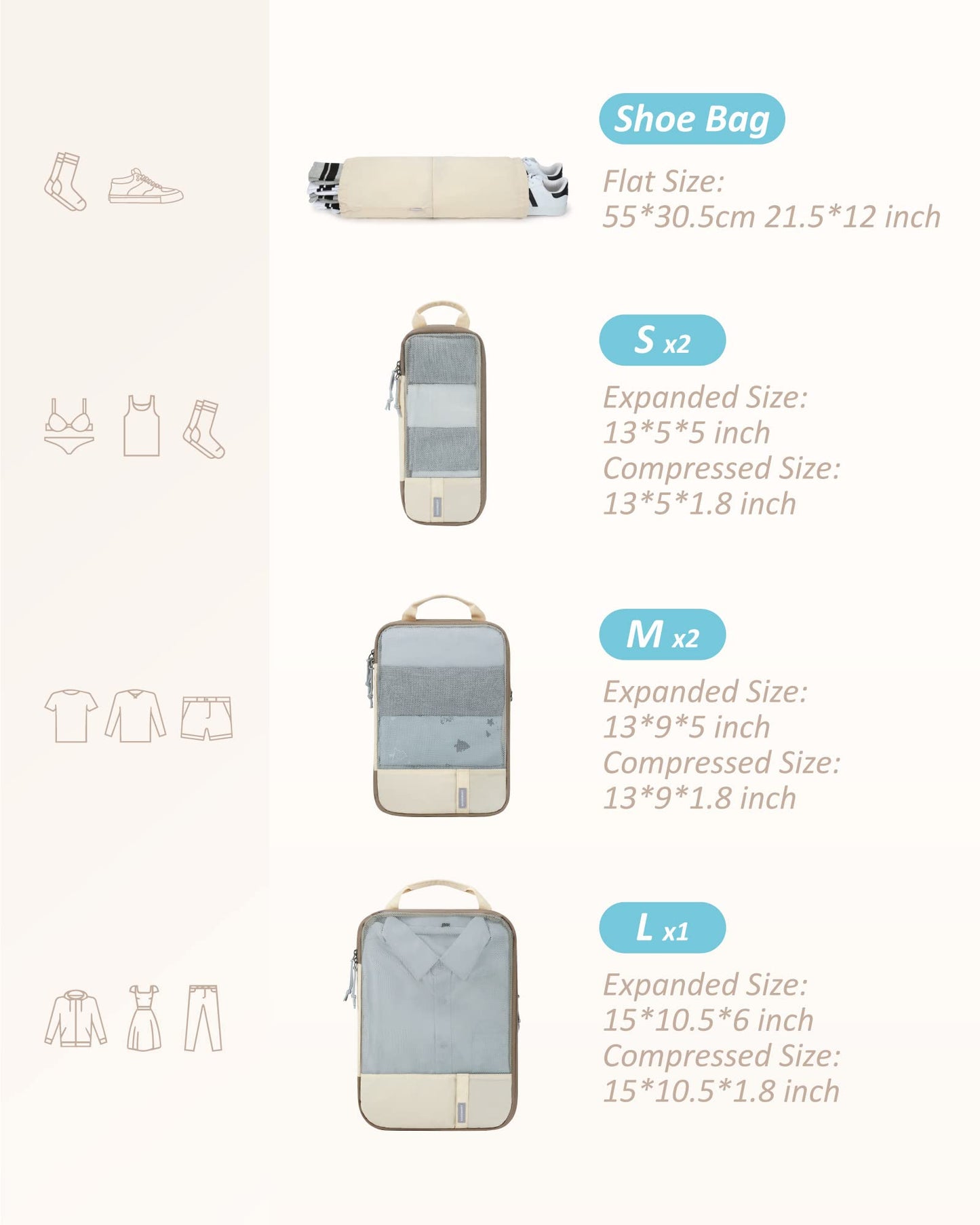 BAGSMART Compression Packing Cubes