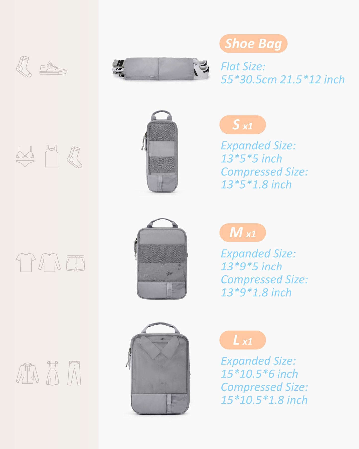 BAGSMART Compression Packing Cubes