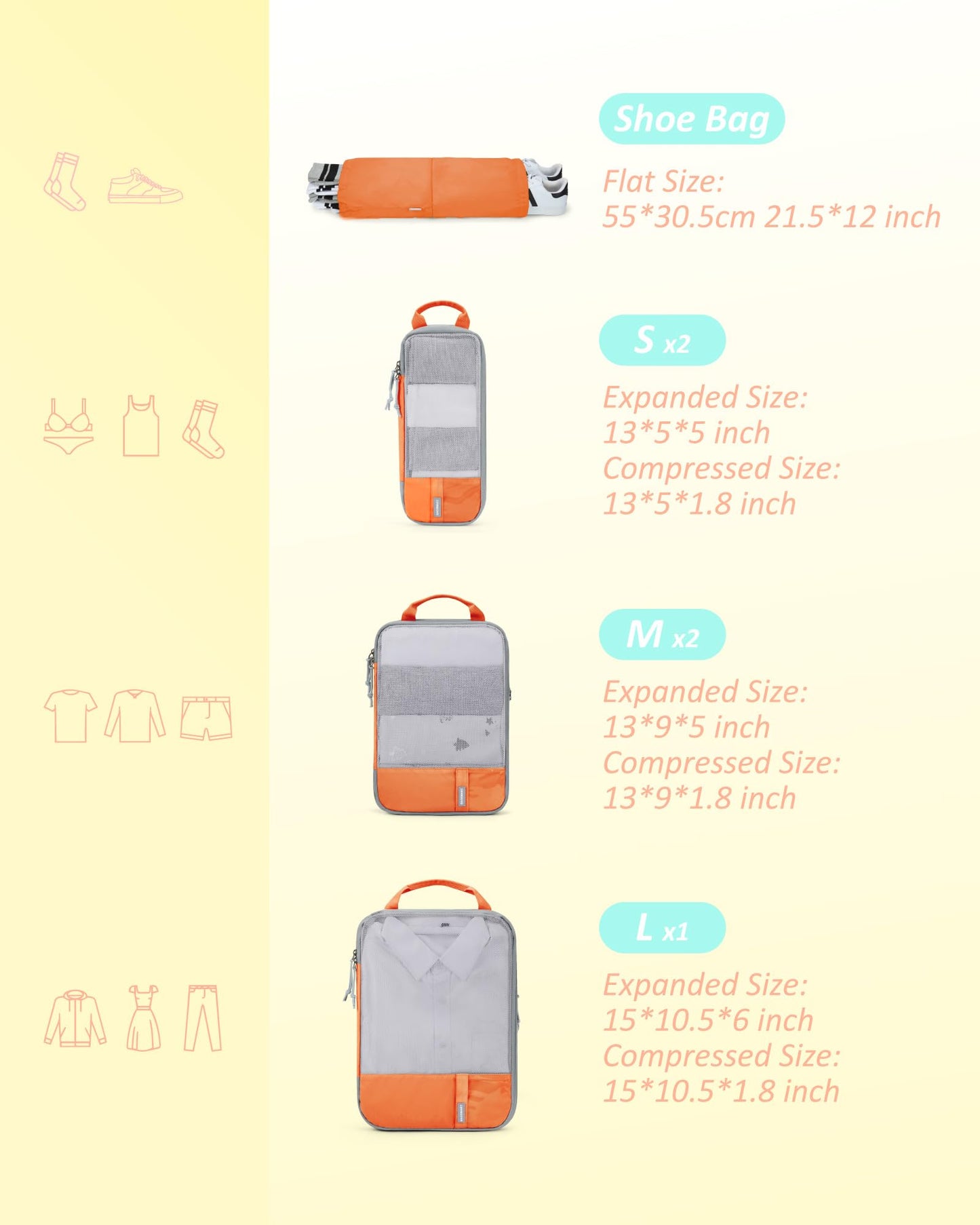 BAGSMART Compression Packing Cubes