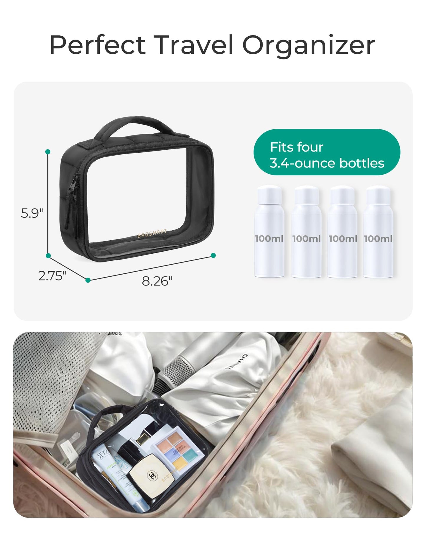 BAGSMART Clear TSA-Approved Toiletry Bag