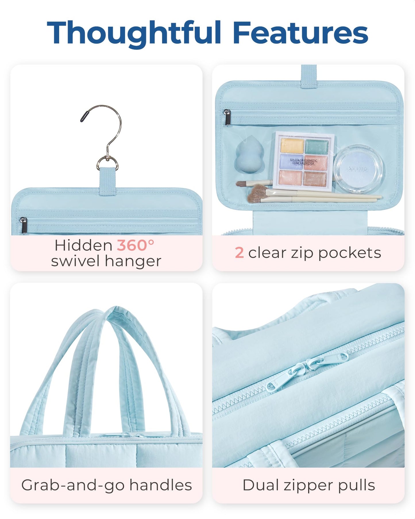 BAGSMART Travel Toiletry Bag with Jewelry Organizer