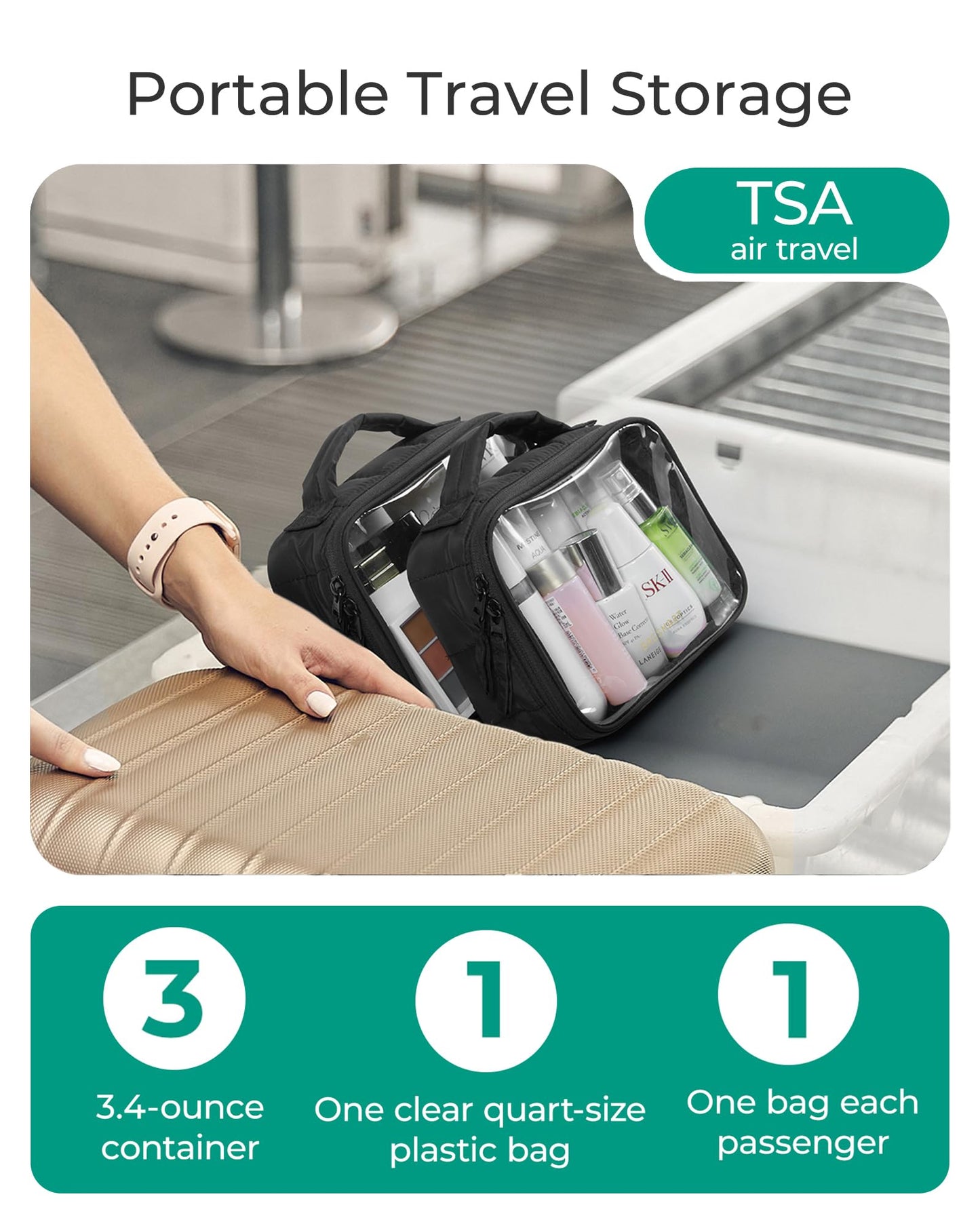 BAGSMART Clear TSA-Approved Toiletry Bag