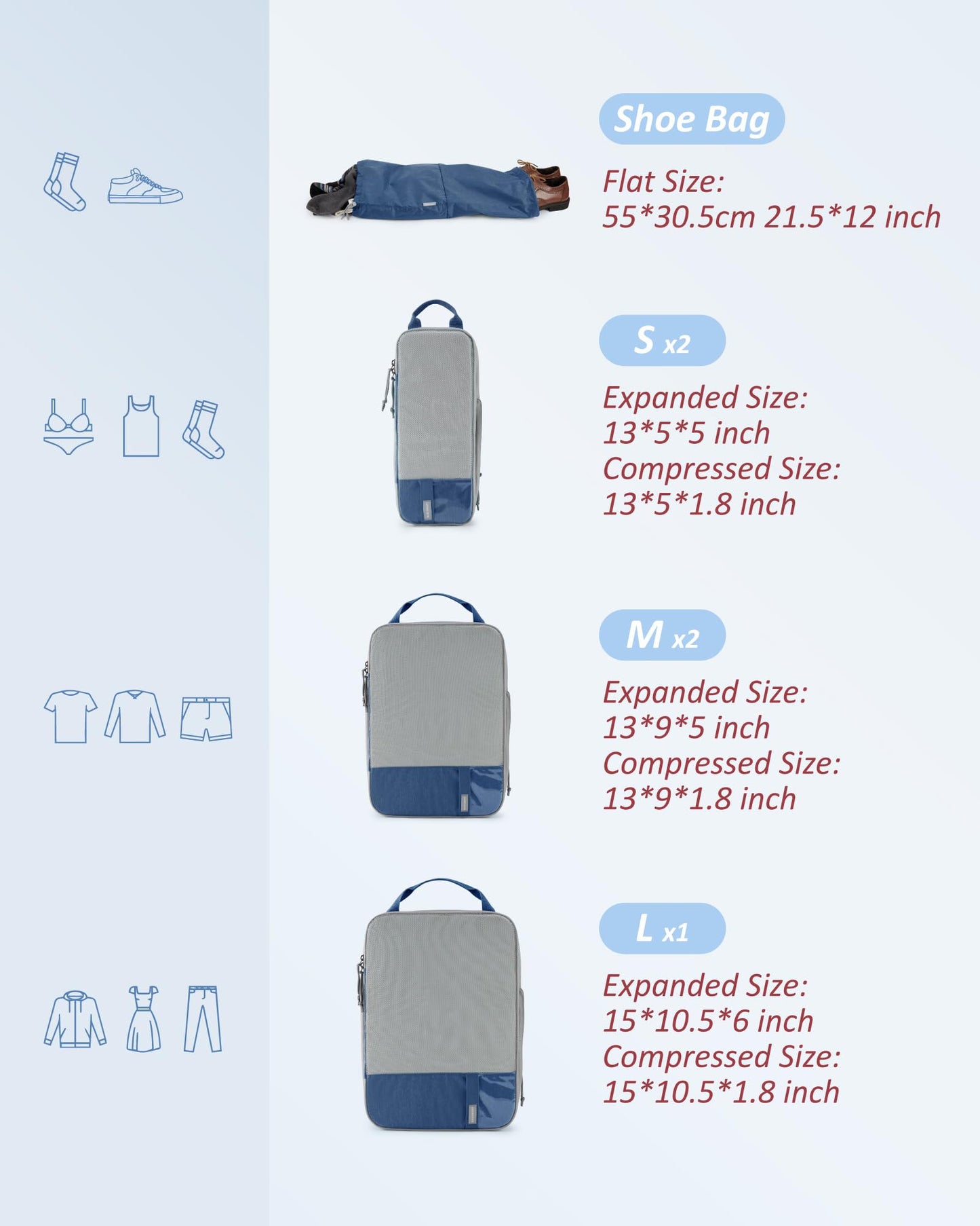 BAGSMART Compression Packing Cubes