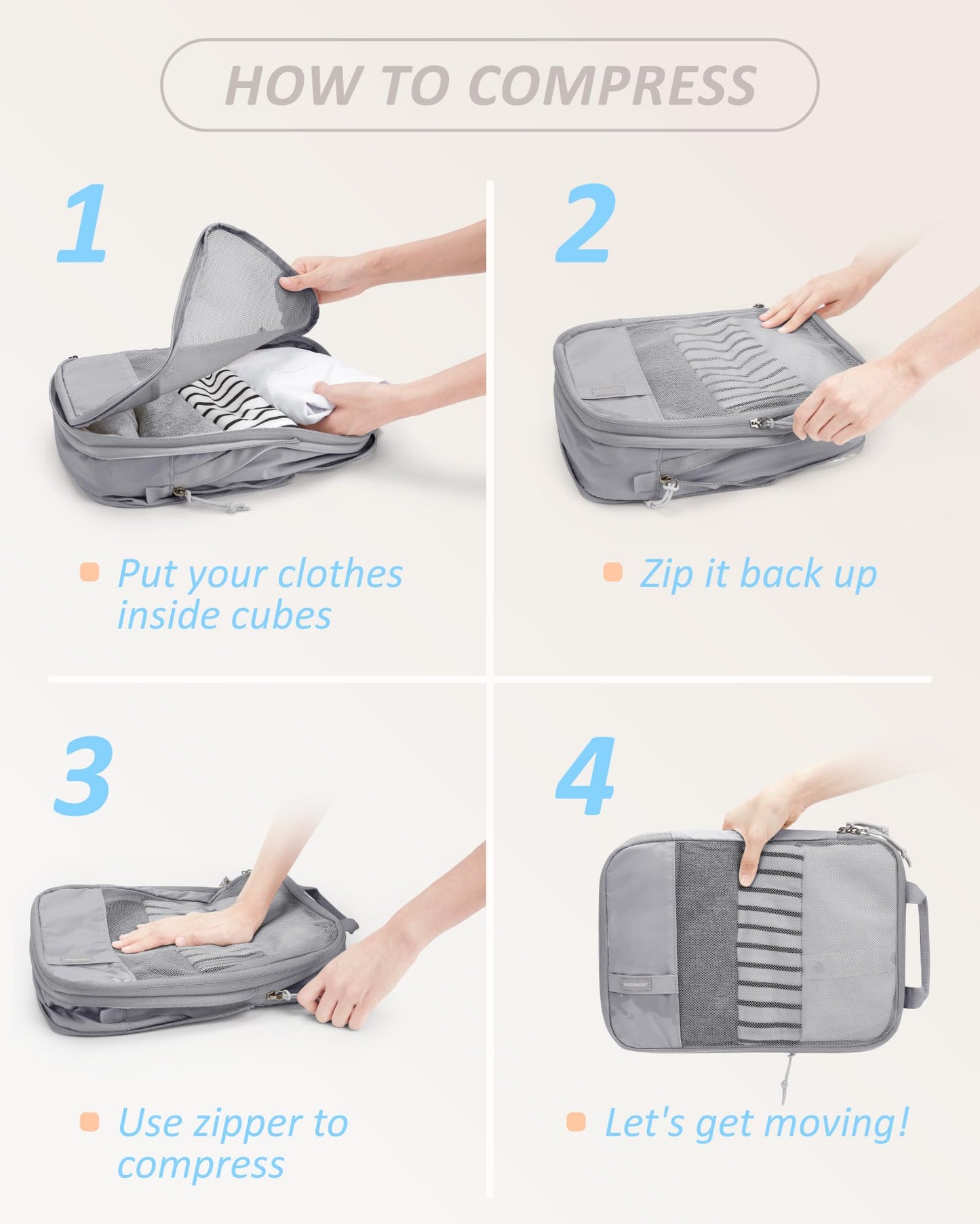 BAGSMART Compression Packing Cubes