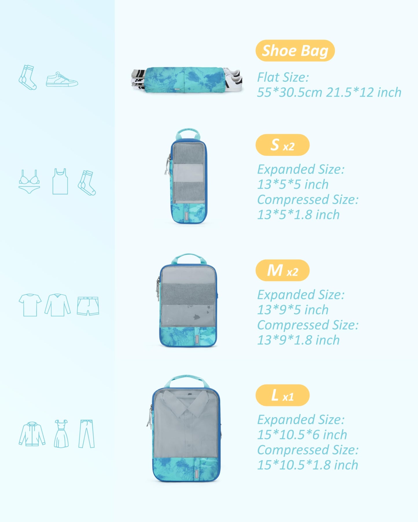 BAGSMART Compression Packing Cubes