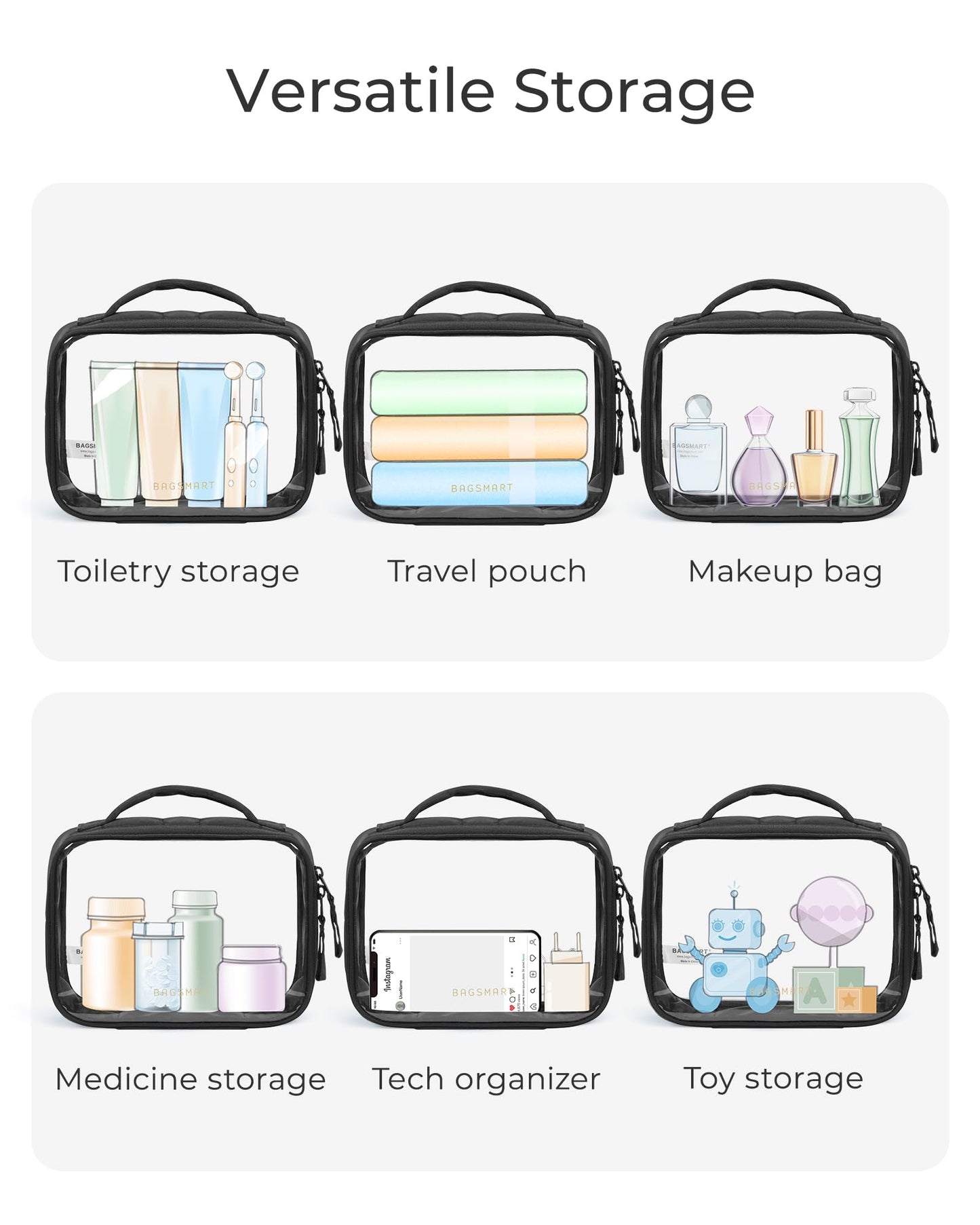 BAGSMART Clear TSA-Approved Toiletry Bag