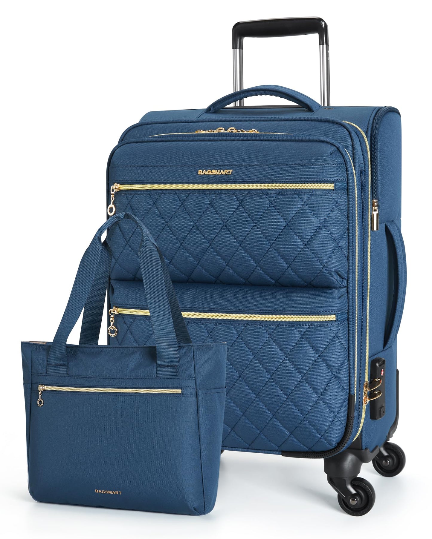 BAGSMART Underseater Carry On Luggage Airline Approved with Spinner Wheels