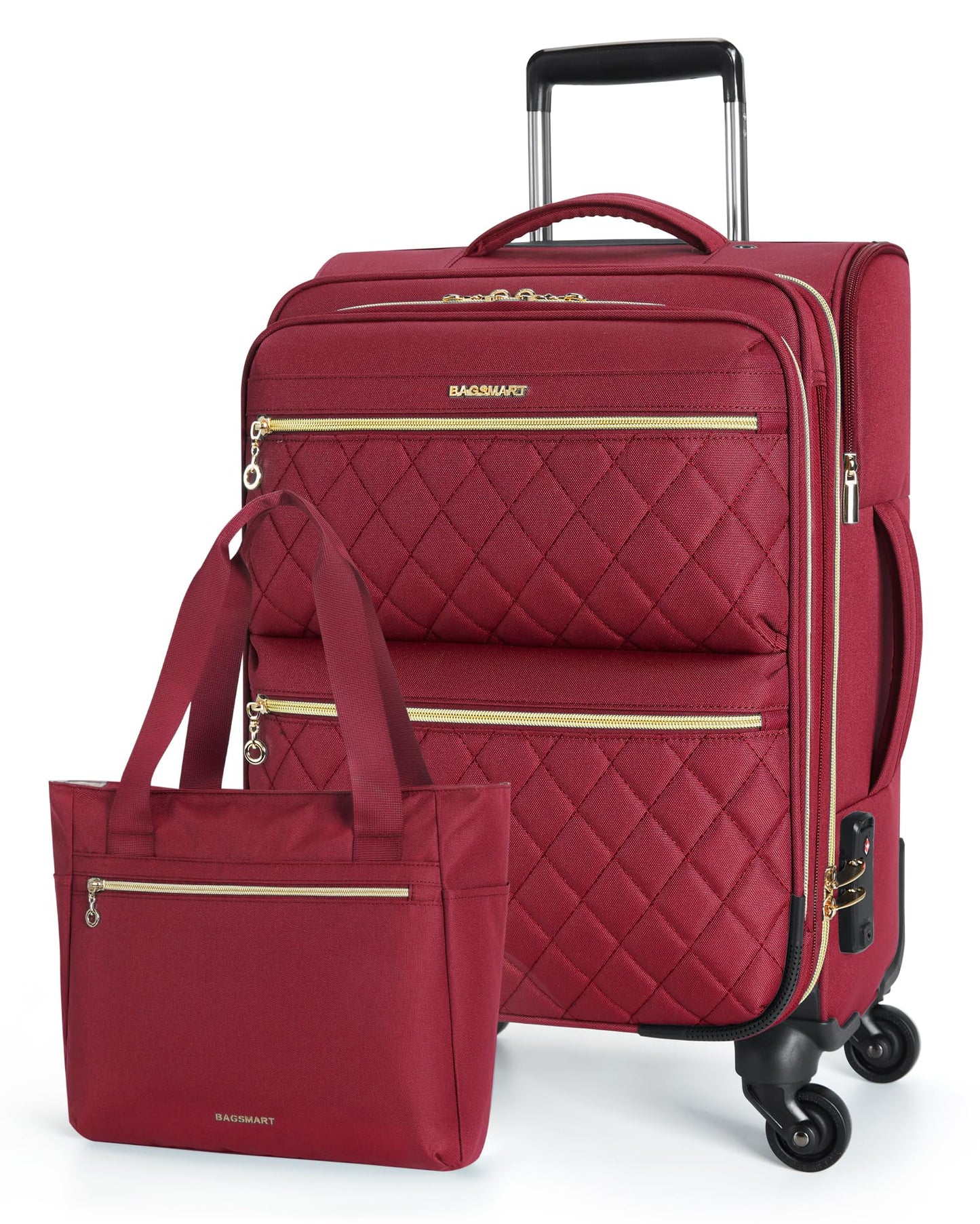 BAGSMART Underseater Carry On Luggage Airline Approved with Spinner Wheels