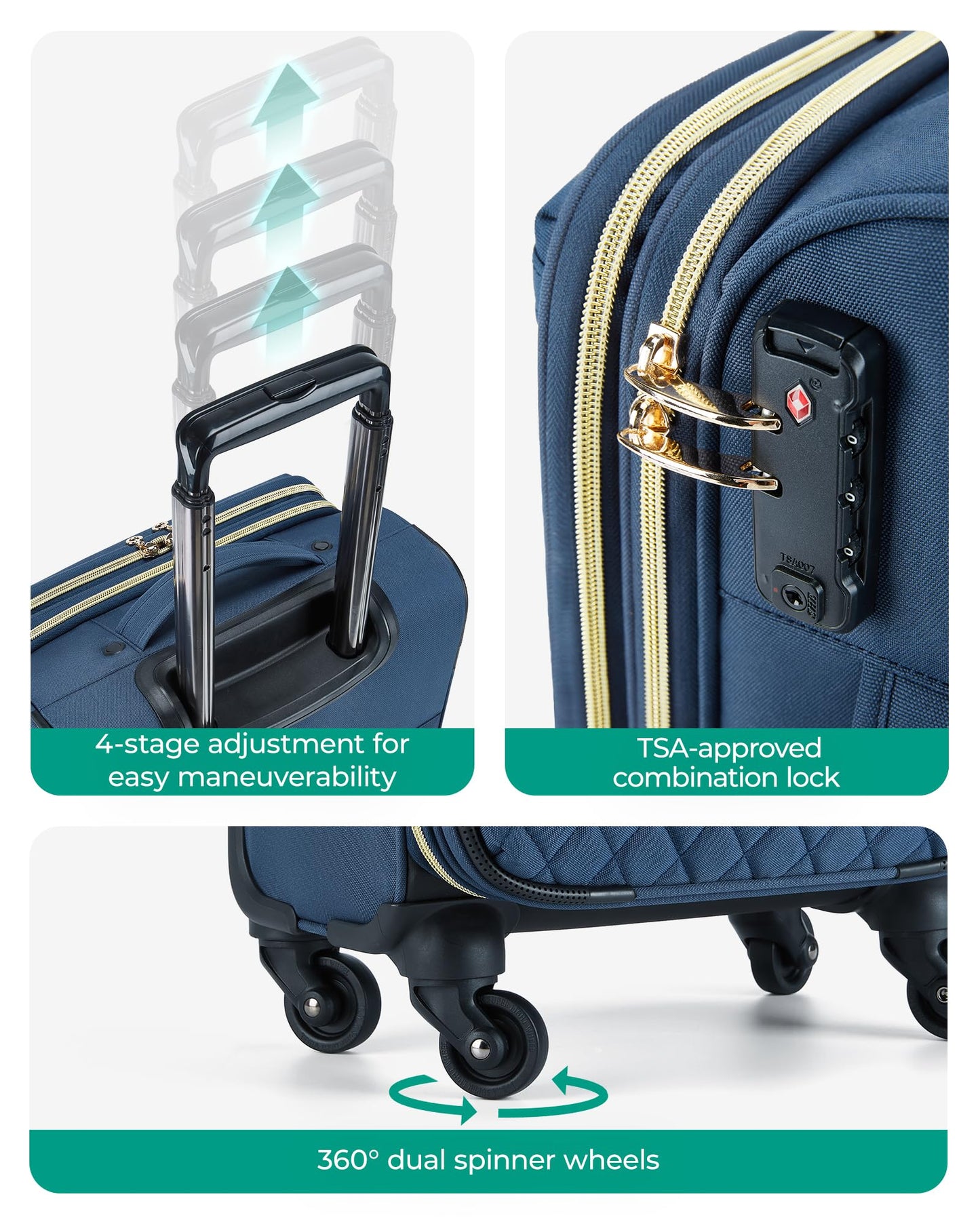 BAGSMART Underseater Carry On Luggage Airline Approved with Spinner Wheels