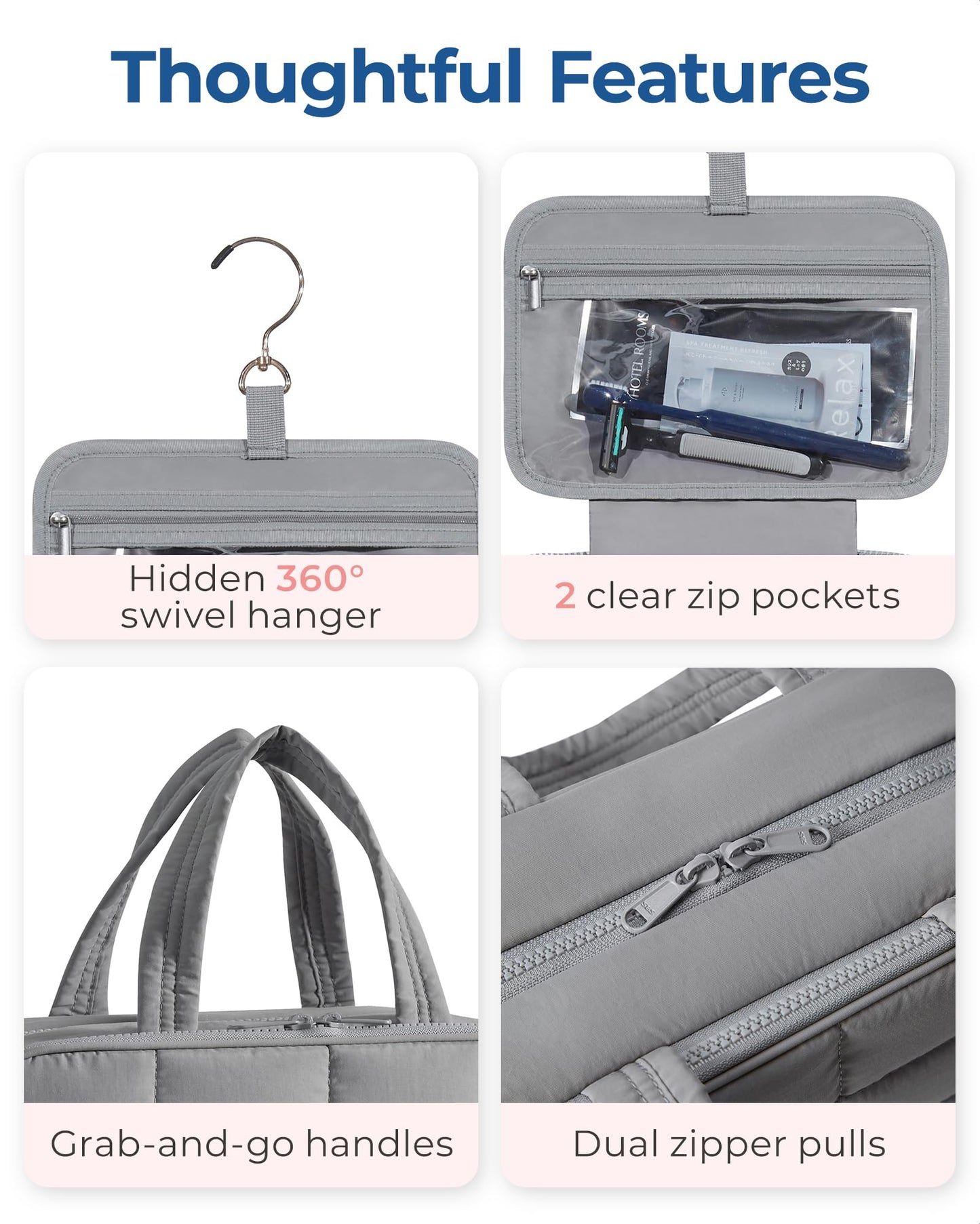 BAGSMART Travel Toiletry Bag with Jewelry Organizer