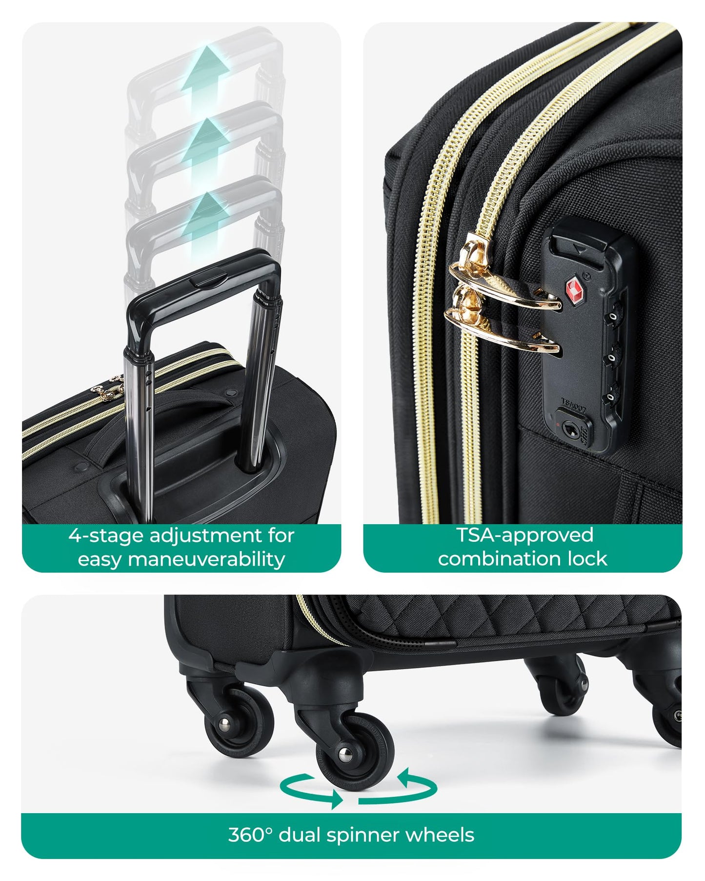 BAGSMART Underseater Carry On Luggage Airline Approved with Spinner Wheels