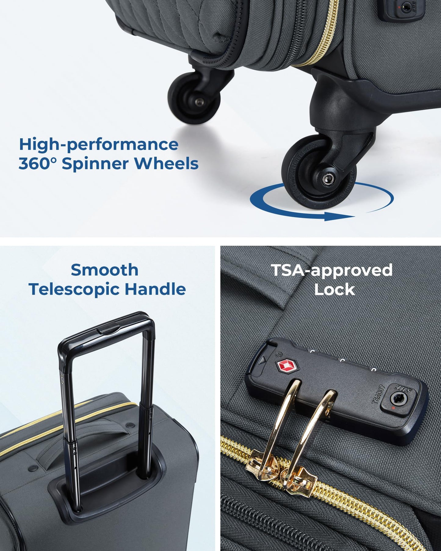 BAGSMART Underseater Carry On Luggage Airline Approved with Spinner Wheels